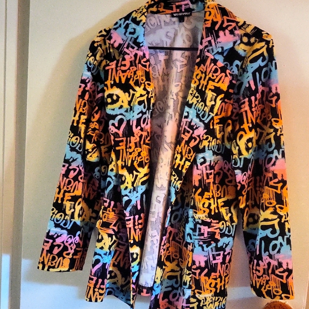 Pop Art Blazer rainbow graffiti on a super this super fun yet chic blazer